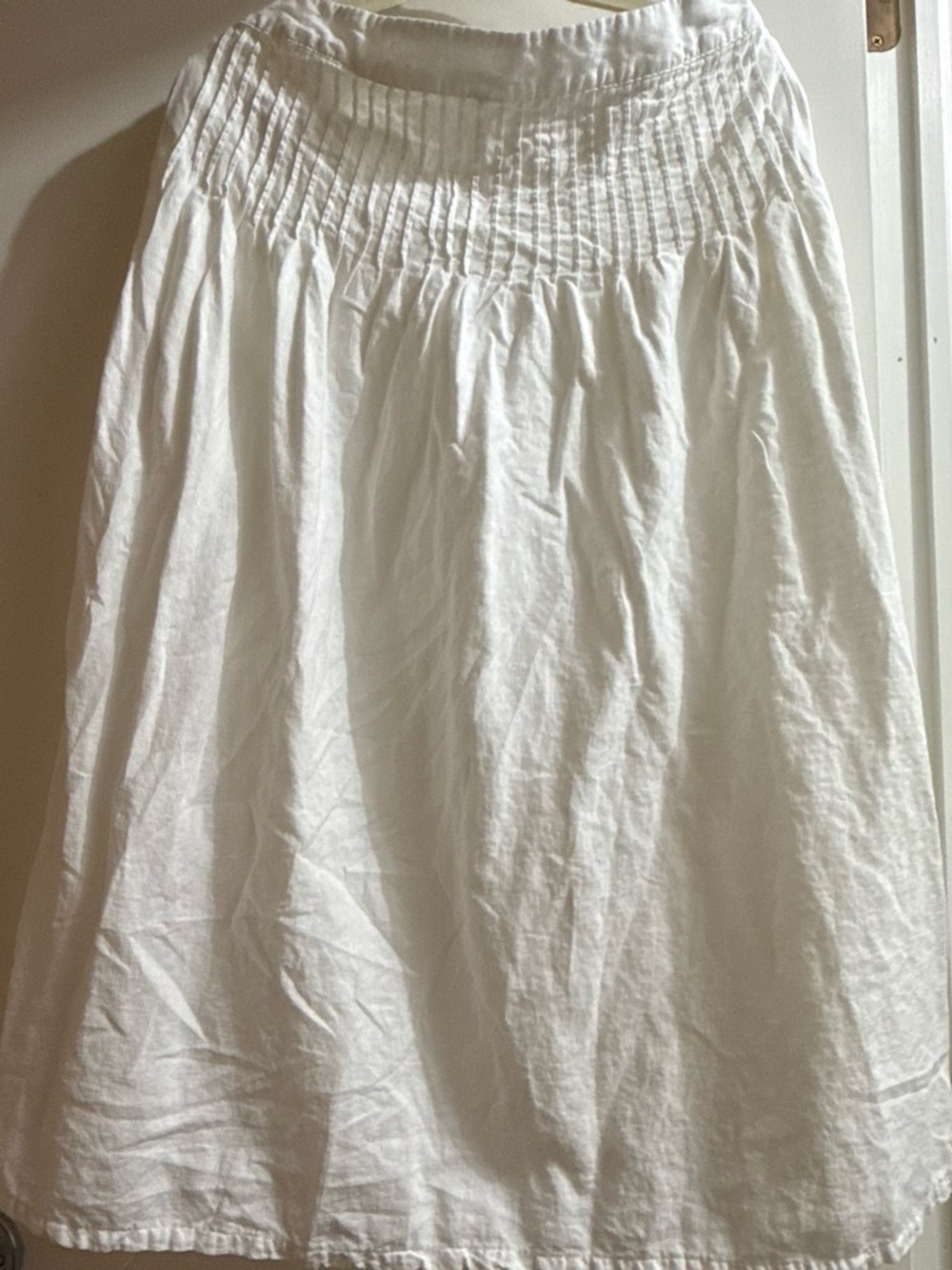 CottageCore White Smocked Waist A-Line Skirt
